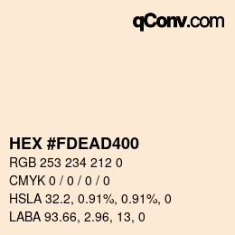 Code couleur: HEX #FDEAD400 | qconv.com