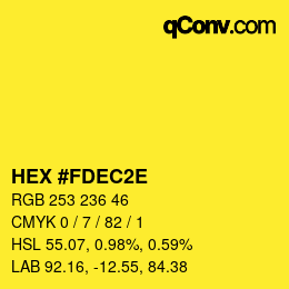 Color code: HEX #FDEC2E | qconv.com