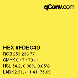 Color code: HEX #FDEC4D | qconv.com