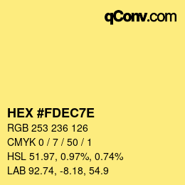 Color code: HEX #FDEC7E | qconv.com