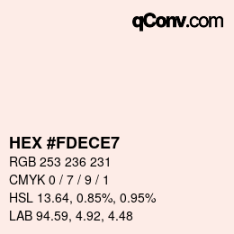 Farbcode: HEX #FDECE7 | qconv.com