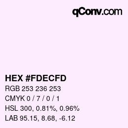 Color code: HEX #FDECFD | qconv.com