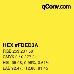 カラーコード: HEX #FDED3A | qconv.com