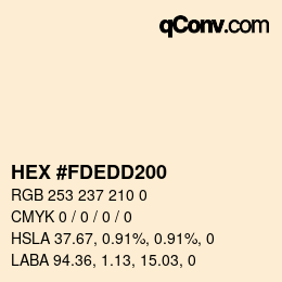 Color code: HEX #FDEDD200 | qconv.com