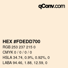 Color code: HEX #FDEDD700 | qconv.com