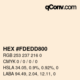 Color code: HEX #FDEDD800 | qconv.com