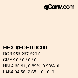 Farbcode: HEX #FDEDDC00 | qconv.com