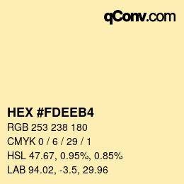 Color code: HEX #FDEEB4 | qconv.com