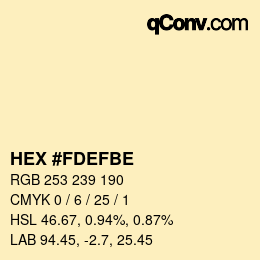 Color code: HEX #FDEFBE | qconv.com