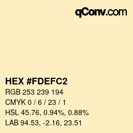 Farbcode: HEX #FDEFC2 | qconv.com