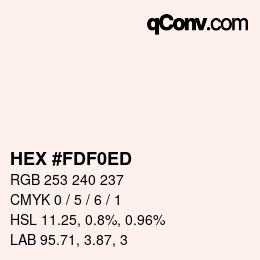 Color code: HEX #FDF0ED | qconv.com