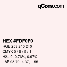 Color code: HEX #FDF0F0 | qconv.com