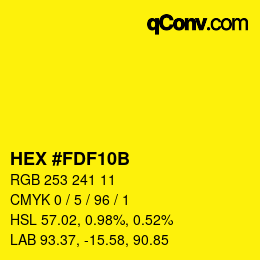 Color code: HEX #FDF10B | qconv.com