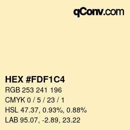 Color code: HEX #FDF1C4 | qconv.com