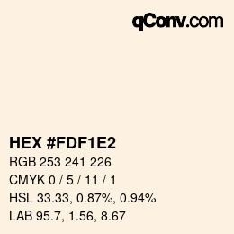 カラーコード: HEX #FDF1E2 | qconv.com