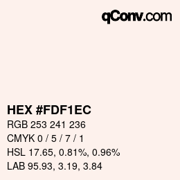 Color code: HEX #FDF1EC | qconv.com