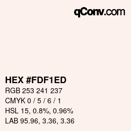 Color code: HEX #FDF1ED | qconv.com