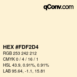 颜色代码: HEX #FDF2D4 | qconv.com