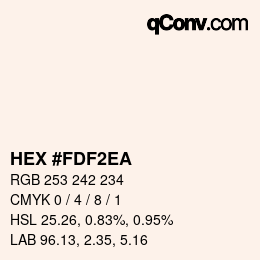 Farbcode: HEX #FDF2EA | qconv.com