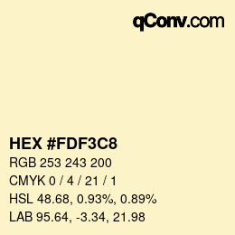 Color code: HEX #FDF3C8 | qconv.com