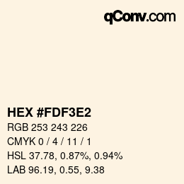 Color code: HEX #FDF3E2 | qconv.com