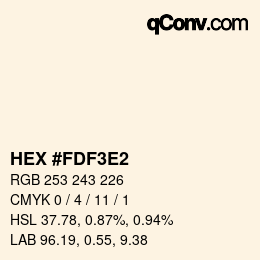 カラーコード: HEX #FDF3E2 | qconv.com