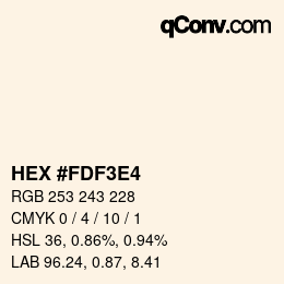 Color code: HEX #FDF3E4 | qconv.com
