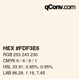 Color code: HEX #FDF3E6 | qconv.com