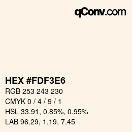 カラーコード: HEX #FDF3E6 | qconv.com