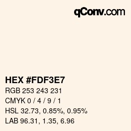 Color code: HEX #FDF3E7 | qconv.com