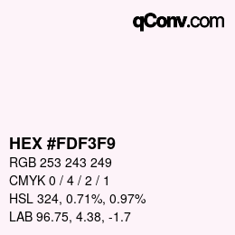 Color code: HEX #FDF3F9 | qconv.com
