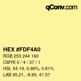 Color code: HEX #FDF4A0 | qconv.com