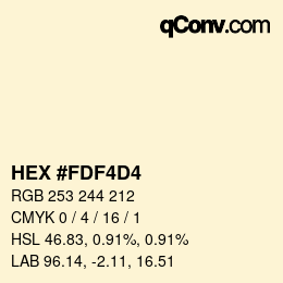 Color code: HEX #FDF4D4 | qconv.com