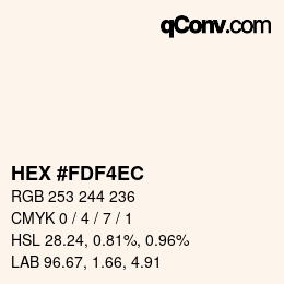 Color code: HEX #FDF4EC | qconv.com
