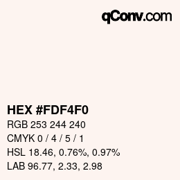 カラーコード: HEX #FDF4F0 | qconv.com