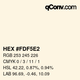 Farbcode: HEX #FDF5E2 | qconv.com