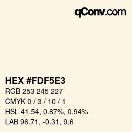 Farbcode: HEX #FDF5E3 | qconv.com