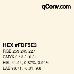 Color code: HEX #FDF5E3 | qconv.com