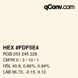 Farbcode: HEX #FDF5E4 | qconv.com