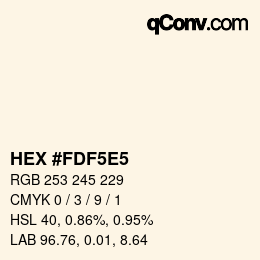 Farbcode: HEX #FDF5E5 | qconv.com