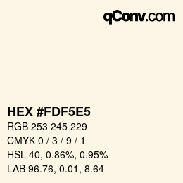 Color code: HEX #FDF5E5 | qconv.com