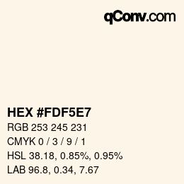 カラーコード: HEX #FDF5E7 | qconv.com