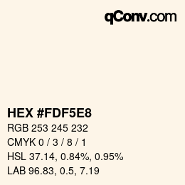 Color code: HEX #FDF5E8 | qconv.com