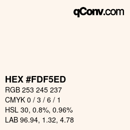 Color code: HEX #FDF5ED | qconv.com