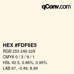 カラーコード: HEX #FDF6E5 | qconv.com