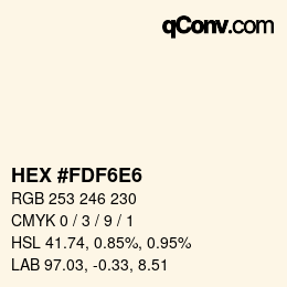 カラーコード: HEX #FDF6E6 | qconv.com