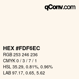 Color code: HEX #FDF6EC | qconv.com