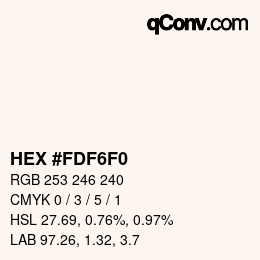 Color code: HEX #FDF6F0 | qconv.com