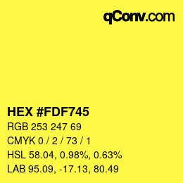 Color code: HEX #FDF745 | qconv.com