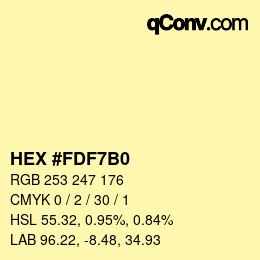 Color code: HEX #FDF7B0 | qconv.com
